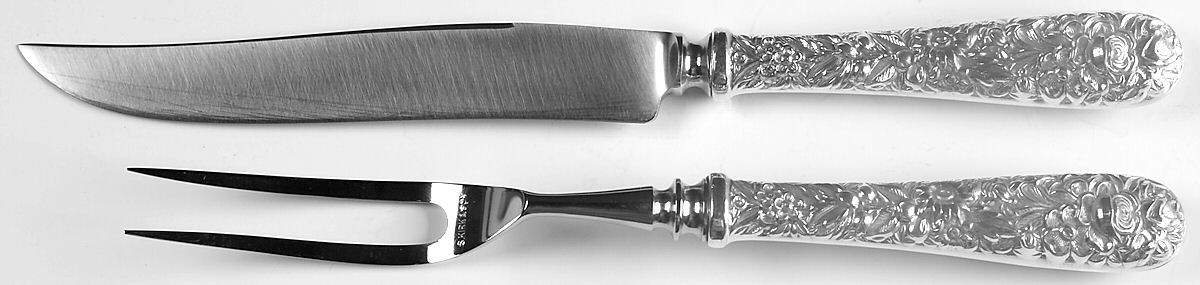 Repousse-Gold Vermeil (Sterling) 2 Pc Small Full Repousse Steak Carving Set,StnlBld by Kirk Stieff-1
