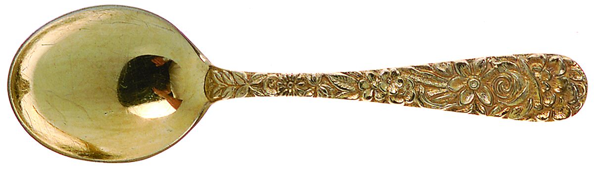 Repousse-Gold Vermeil (Sterling) Straight Handle Baby Spoon by Kirk Stieff-1