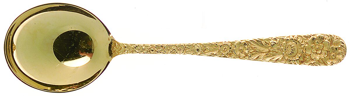 Repousse-Gold Vermeil (Sterling) Round Bowl Soup Spoon (Cream Soup) by Kirk Stieff-1