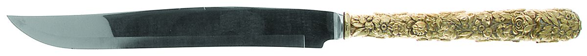 Repousse-Gold Vermeil (Sterling) Large Full Repousse Steak Carving Knife,StnlsBlade by Kirk Stieff-1