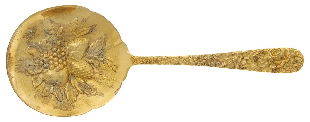 Repousse-Gold Vermeil (Sterling) Solid Bon Bon Spoon by Kirk Stieff-1