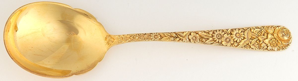 Repousse-Gold Vermeil (Sterling) Small Solid Berry/Casserole Spoon by Kirk Stieff-1