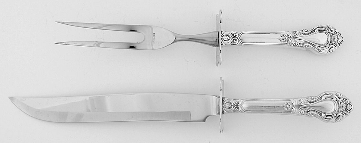 Royal Dynasty (Sterling, 1966) 2 Piece Small Carving Set W/ Sterling Guard by Kirk Stieff-1