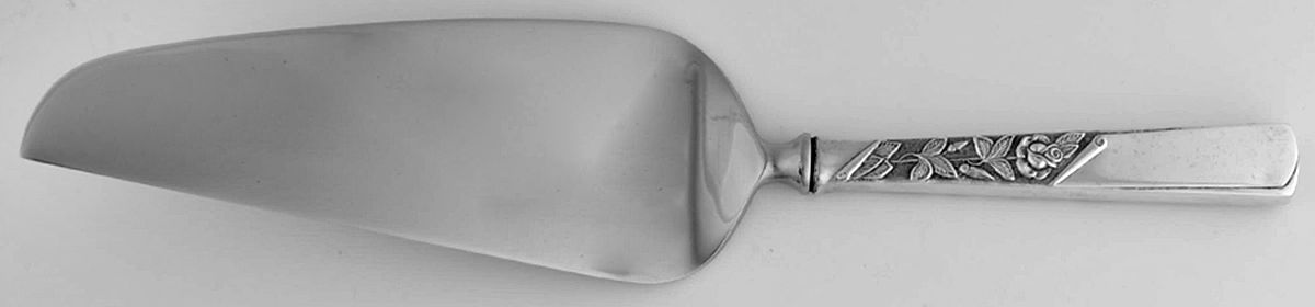 Rose Motif (Sterling, 1954, No Monograms) Pie & Cake Server with Stainless Blade by Kirk Stieff-1