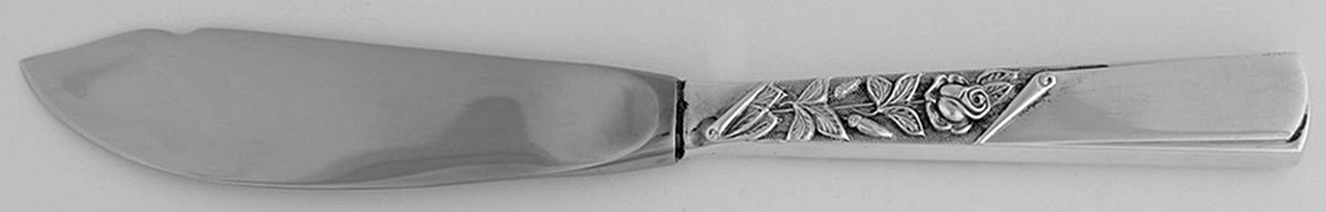 Rose Motif (Sterling, 1954, No Monograms) Hollow Handle Master Butter Knife by Kirk Stieff-1