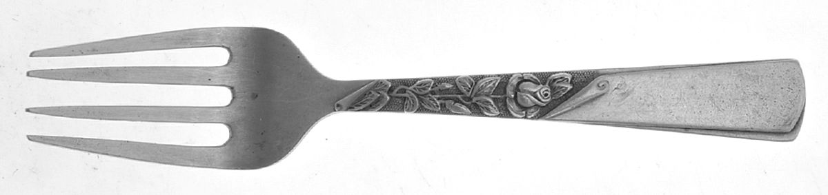 Rose Motif (Sterling, 1954, No Monograms) Baby Fork by Kirk Stieff-1