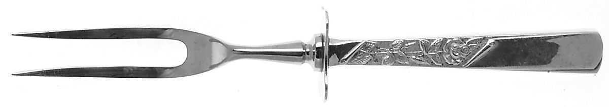 Rose Motif (Sterling, 1954, No Monograms) Small Steak Carving Fork with Stainless Prongs by Kirk Stieff-1