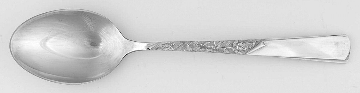 Rose Motif (Sterling, 1954, No Monograms) Dessert/Oval Soup Spoon by Kirk Stieff-1