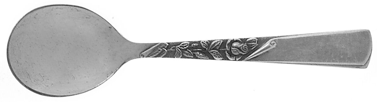 Rose Motif (Sterling, 1954, No Monograms) Straight Handle Baby Spoon by Kirk Stieff-1