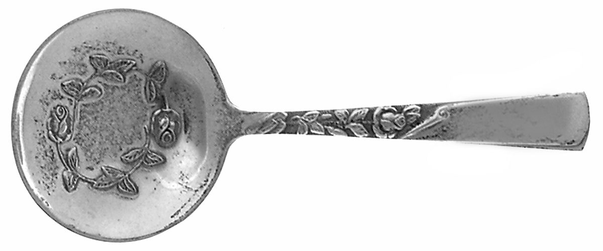 Rose Motif (Sterling, 1954, No Monograms) Solid Bon Bon Spoon by Kirk Stieff-1