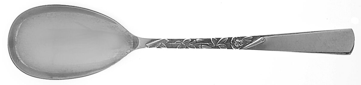 Rose Motif (Sterling, 1954, No Monograms) Solid Smooth Casserole Spoon by Kirk Stieff-1