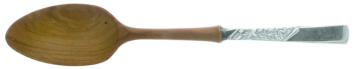 Rose Motif (Sterling, 1954, No Monograms) Salad Serving Spoon with Wooden Bowl by Kirk Stieff-1