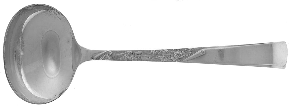 Rose Motif (Sterling, 1954, No Monograms) Solid Gravy Ladle by Kirk Stieff-1