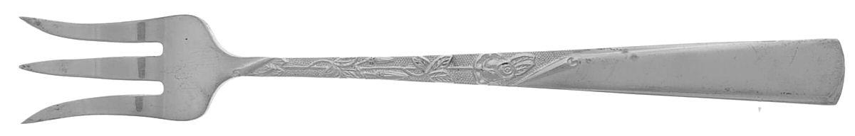 Rose Motif (Sterling, 1954, No Monograms) Cocktail/Seafood Fork by Kirk Stieff-1