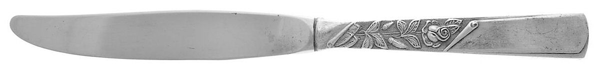 Rose Motif (Sterling, 1954, No Monograms) Hollow Handle Youth Knife by Kirk Stieff-1