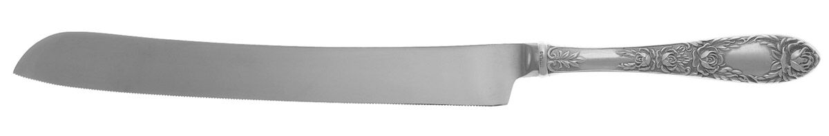 Rose (Sterling, 1937, No Monograms) Wedding Cake Knife with Stainless Blade HC by Kirk Stieff-1