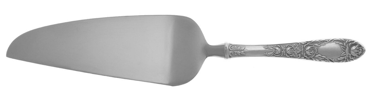 Rose (Sterling, 1937, No Monograms) Pie and Cake Server with Stainless Blade HC by Kirk Stieff-1