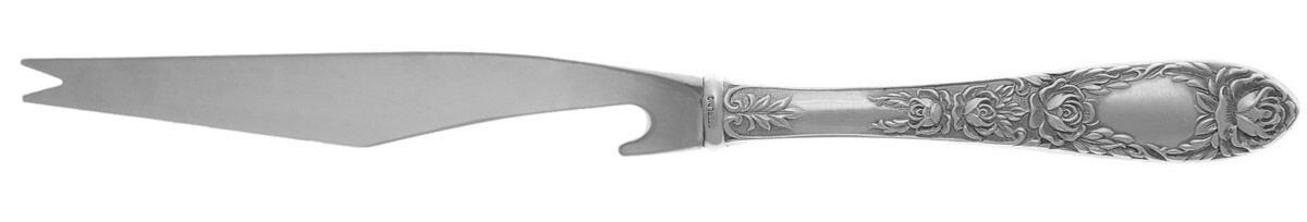Rose (Sterling, 1937, No Monograms) Bar Knife Serving with Stainless Blade HC by Kirk Stieff-1