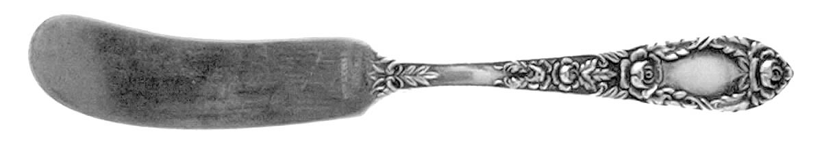 Rose (Sterling, 1937, No Monograms) Flat Handle Butter Spreader by Kirk Stieff-1