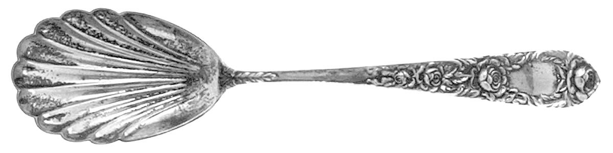 Rose (Sterling, 1937, No Monograms) Sugar Shell Spoon by Kirk Stieff-1