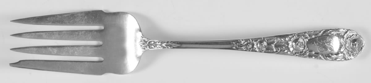 Rose (Sterling, 1937, No Monograms) Medium Solid Cold Meat Serving Fork by Kirk Stieff-1
