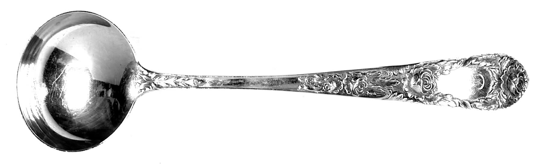 Rose (Sterling, 1937, No Monograms) Solid Piece Cream Ladle by Kirk Stieff-1