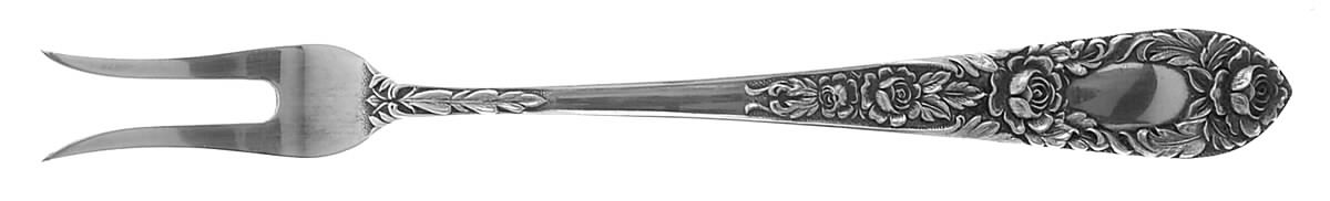 Rose (Sterling, 1937, No Monograms) Large 2 Tine Lemon Fork by Kirk Stieff-1