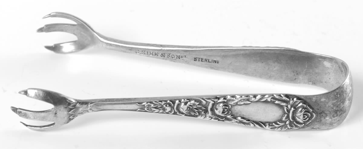 Rose (Sterling, 1937, No Monograms) Bon Bon Tongs by Kirk Stieff-1