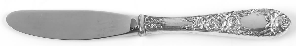 Rose (Sterling, 1937, No Monograms) Modern Hollow Butter Spreader (Stainless) by Kirk Stieff-1