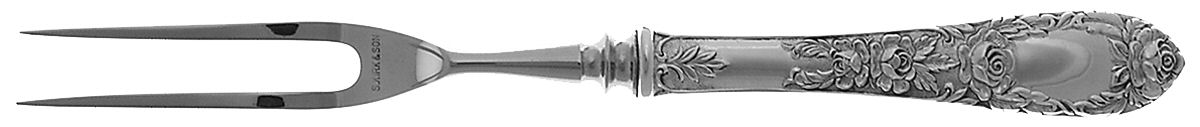 Rose (Sterling, 1937, No Monograms) Small Steak Carving Fork with Stainless Prongs by Kirk Stieff-1