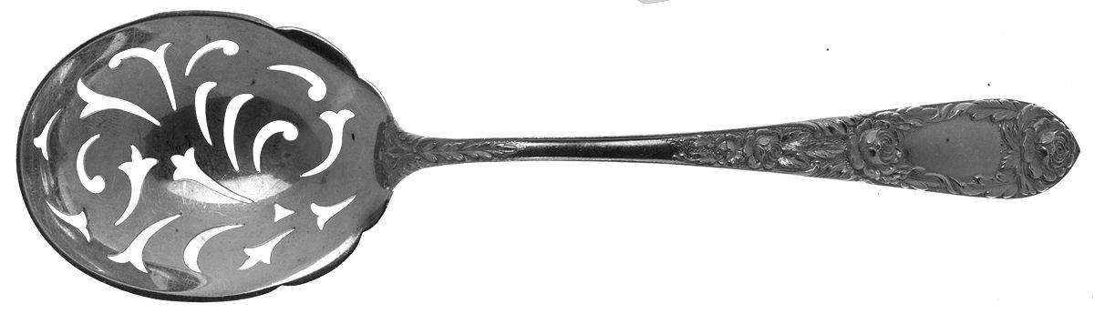 Rose (Sterling, 1937, No Monograms) Ice Serving Spoon Large by Kirk Stieff-1