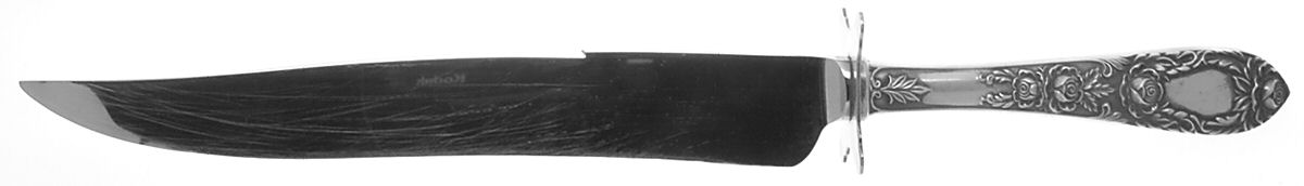 Rose (Sterling, 1937, No Monograms) Large Stainless Blade Roast Carving Knife by Kirk Stieff-1