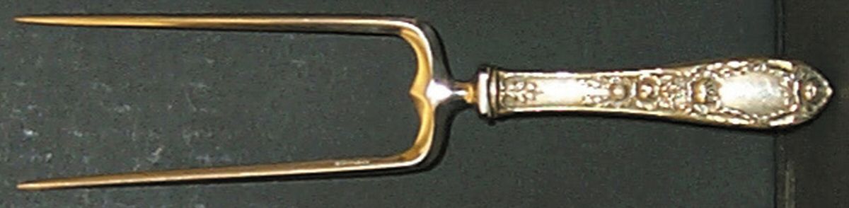 Rose (Sterling, 1937, No Monograms) Large Joint/Roast Holder Fork by Kirk Stieff-1