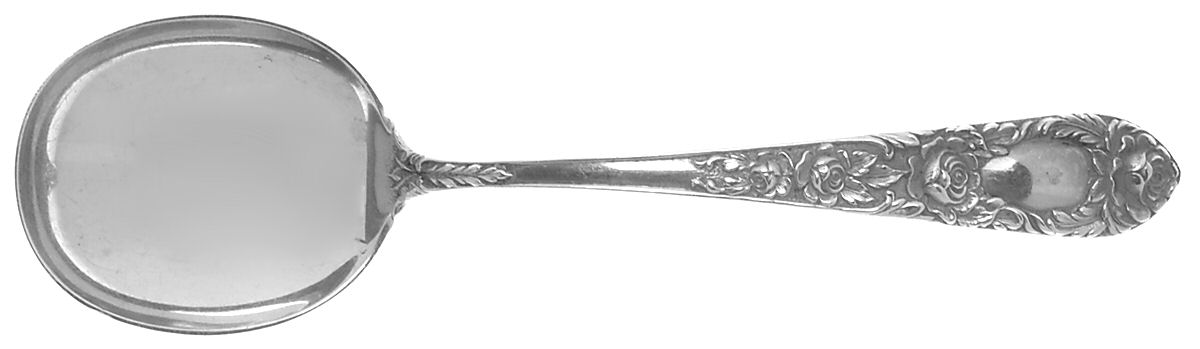 Rose (Sterling, 1937, No Monograms) Round Bowl Soup Spoon (Cream Soup) by Kirk Stieff-1