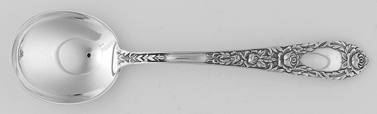 Rose (Sterling, 1937, No Monograms) Large Round Bowl Soup Spoon (Bouillon) by Kirk Stieff-1