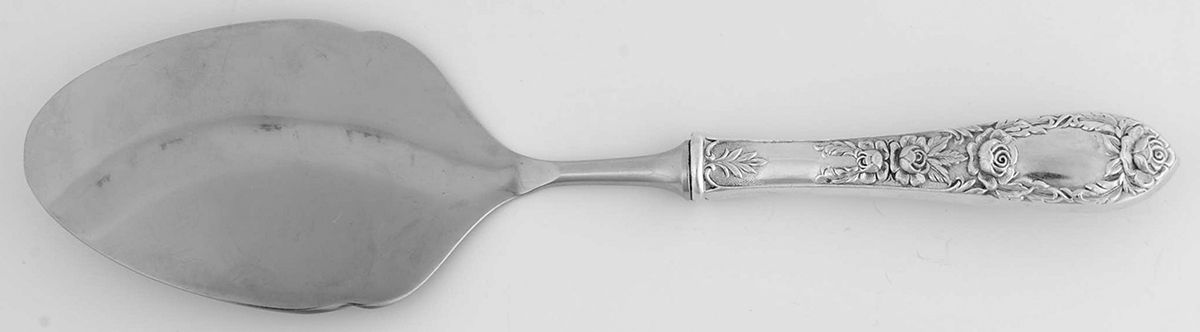 Rose (Sterling, 1937, No Monograms) Server-Pastry/Stainless Blade by Kirk Stieff-1
