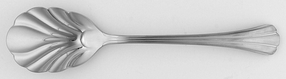 Satin Flutes (Stainless) Sugar Shell Spoon by Kirk Stieff-1