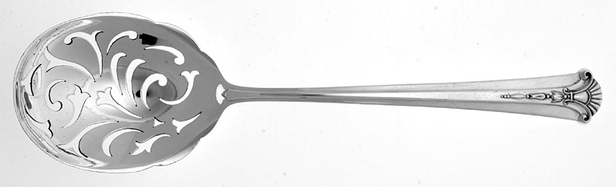 Severn-Worthington (Sterling, 1940) Pierced Salad Serving Spoon, Solid Piece by Kirk Stieff-1