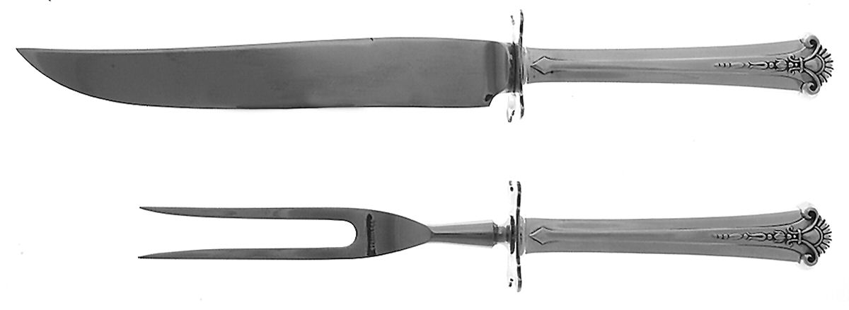 Severn-Worthington (Sterling, 1940) 2 Piece Small Carving Set W/ Sterling Guard by Kirk Stieff-1