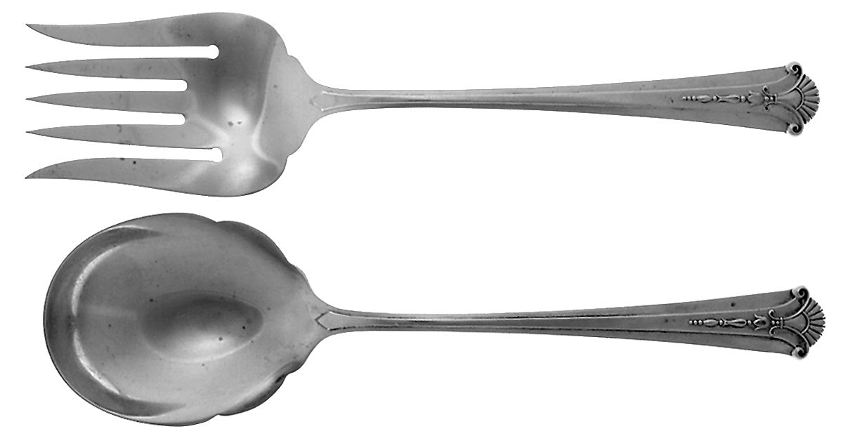 Severn-Worthington (Sterling, 1940) Solid Oversized Serving Salad Set by Kirk Stieff-1