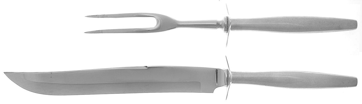 Signet (Sterling, 1958) Large 2-Piece Roast Carving Set w/Stainless Blade by Kirk Stieff-1
