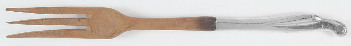 Silver Surf (Sterling, 1956) Salad Serving Fork with Wooden Prongs by Kirk Stieff-1