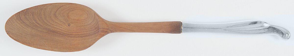 Silver Surf (Sterling, 1956) Salad Serving Spoon with Wooden Bowl by Kirk Stieff-1