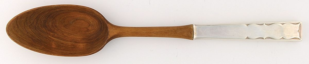 Skylark (Sterling, 1954) Salad Serving Spoon with Wooden Bowl by Kirk Stieff-1