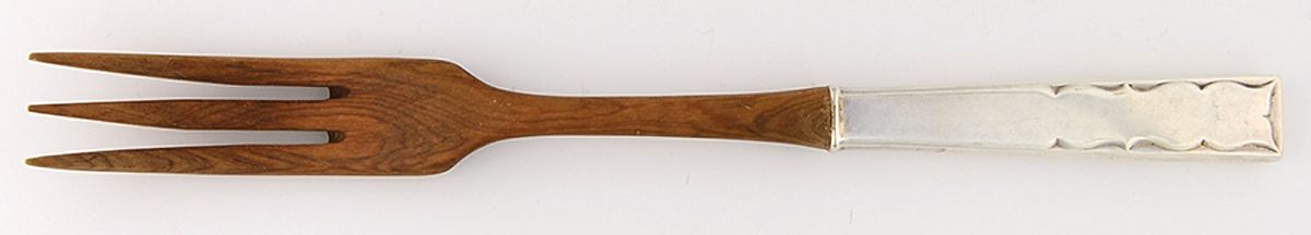 Skylark (Sterling, 1954) Salad Serving Fork with Wooden Prongs by Kirk Stieff-1