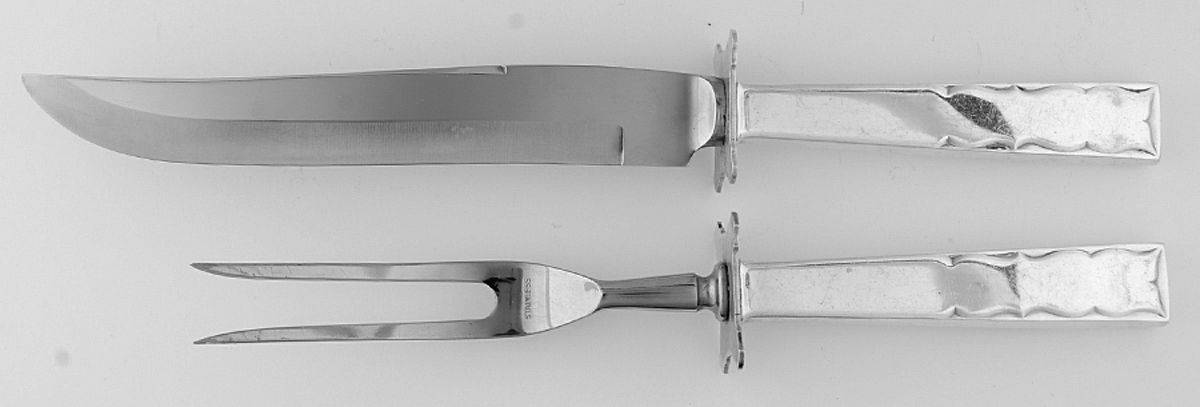 Skylark (Sterling, 1954) 2 Piece Small Carving Set W/ Sterling Guard by Kirk Stieff-1