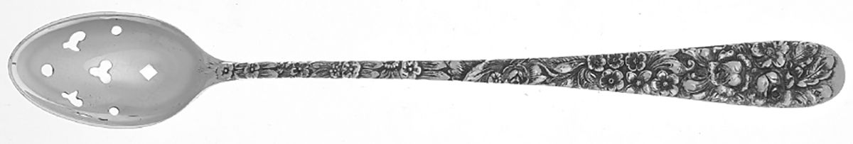 Stieff Rose (Sterling, 1892, No Monograms) Pierced Bowl Long Handle Olive Spoon by Kirk Stieff-1