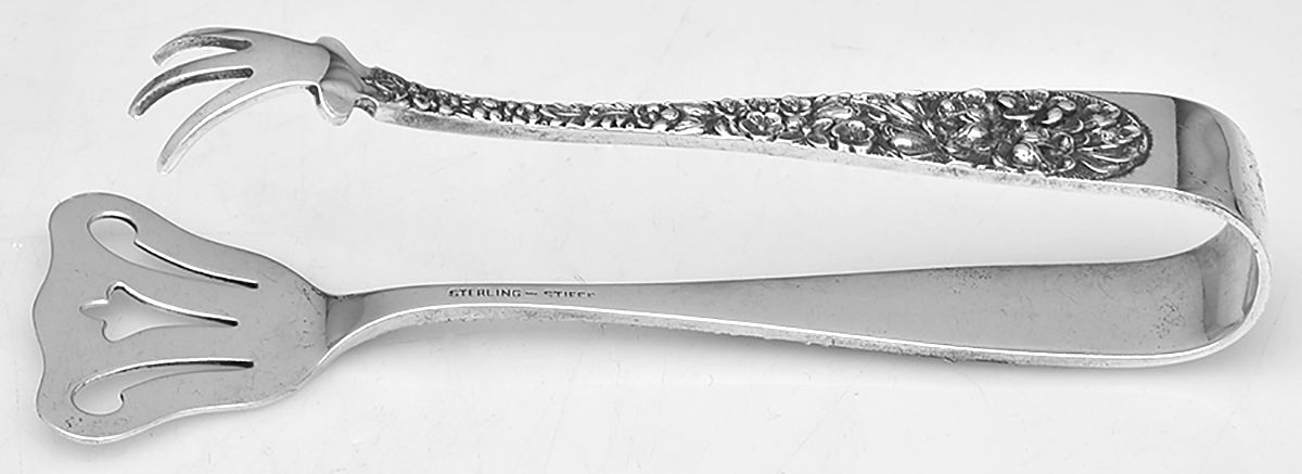 Stieff Rose (Sterling, 1892, No Monograms) Large Ice Serving Tongs by Kirk Stieff-1