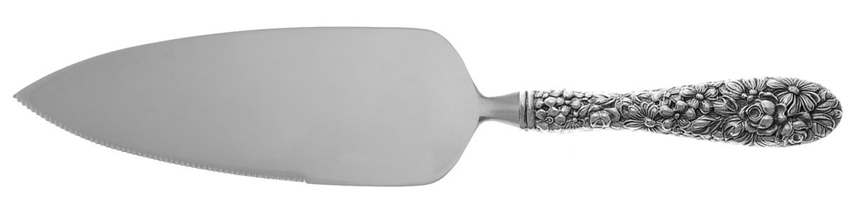 Stieff Rose (Sterling, 1892, No Monograms) Pie Server with Serrated Stainless Blade HC by Kirk Stieff-1