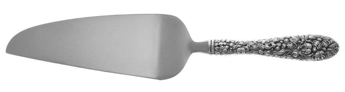 Stieff Rose (Sterling, 1892, No Monograms) Pie and Cake Server with Stainless Blade HC by Kirk Stieff-1